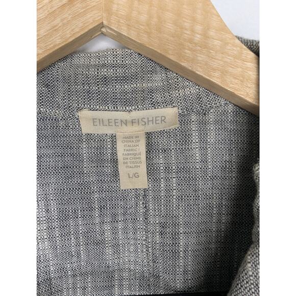 Eileen Fisher Cotton Linen Slub Oversized Boxy Jacket in Dark Pearl - Picture 6 of 8